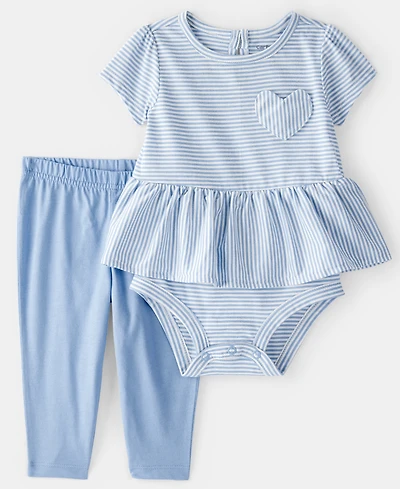 Carter's Baby Girls' Stripe Short-Sleeve Bodysuit and Pants, 2-Piece Set