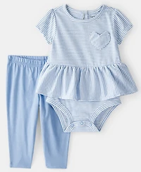Carter's Baby Girls' Stripe Short-Sleeve Bodysuit and Pants, 2-Piece Set