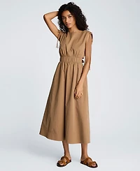 Kenneth Cole Women's Cotton Ruched Waist Midi Dress