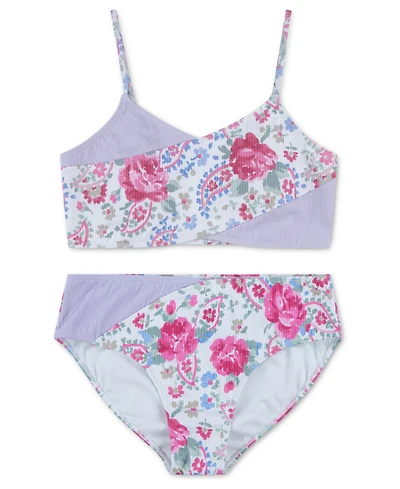 abercrombie kids Girls' 5-17 Cross Wrap Asymmetrical Neck Top & Swim Bottoms, 2-Piece Set