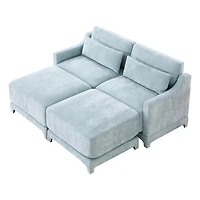 Streamdale Furniture Streamdale Chenille 2-Seater Sofa w/ Ottoman & Pillows - Sky Blue