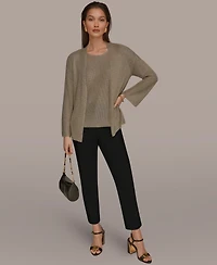 Donna Karan New York Women's Metallic V-Neck Long-Sleeve Cardigan