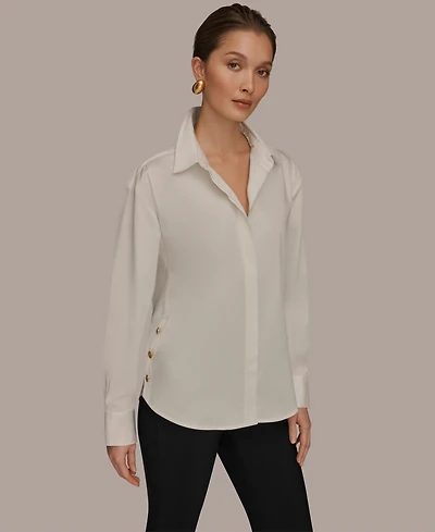 Donna Karan New York Women's Long-Sleeve Button-Up Shirt