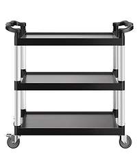 Mecale 3-Tier Utility Cart, 500-Lb Capacity, 31.1" x 19.3", Plastic Service Cart w/ Swivel Wheels & Brakes
