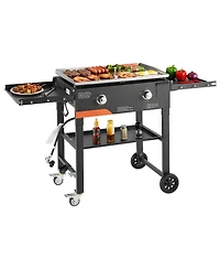 Mecale 2-Burner Propane Gas Griddle, 28", Foldable Flat Top w/ Wheels, 30,000 Btu, Pulse Ignition, Outdoor