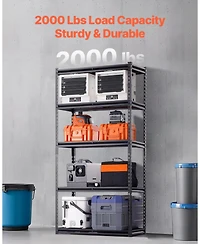 Mecale 5-Tier Storage Shelves, 2000-Lb Capacity, 16"D x 36"W x 72"H, Adjustable Heavy-Duty Utility Rack, Black