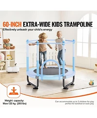 Mecale Kids Trampoline, 60" (5 ft), Enclosure Net & Basketball Hoop, Indoor/Outdoor, Ages 3