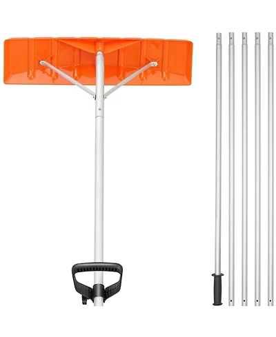 Mecale Snow Roof Rake, 25" Plastic Blade, Up to 21 ft Reach, Aluminum Handle, Non-Slip Grip, Roof/Car Debris Removal