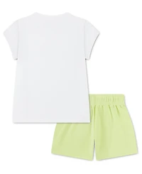 Nike Girls' Toddler 2T-4T Move with Nature Crewneck T-Shirt and Mesh Shorts, 2-Piece Set