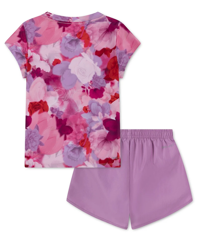 Nike Girls' 4-6X Move With Nature Crewneck T-Shirt and Shorts, 2-Piece Set