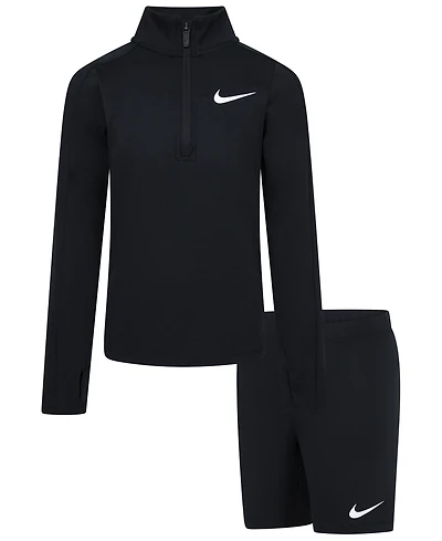 Nike Girls' 4-6X Quarter-Zip Top and Shorts, 2-Piece Set