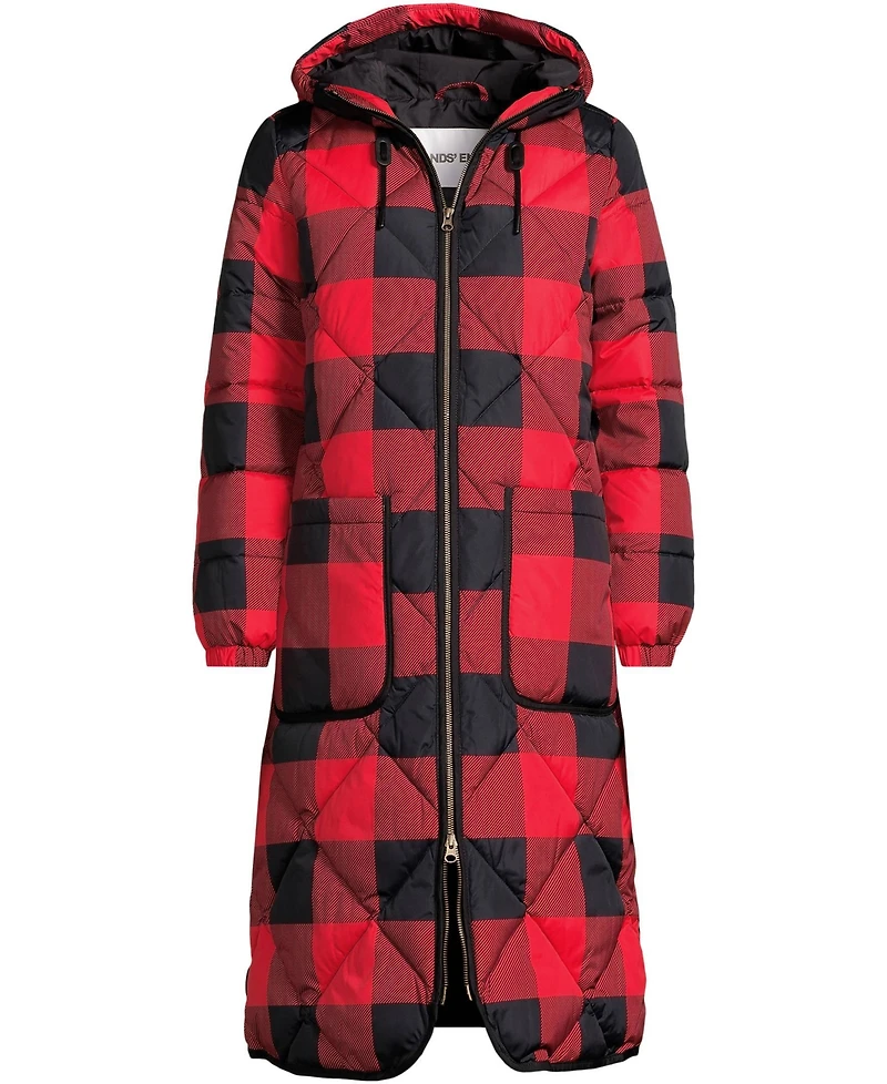 Lands' End Women's Print FeatherFree Insulated Diamond Quilted Maxi Coat