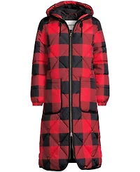 Lands' End Women's Print FeatherFree Insulated Diamond Quilted Maxi Coat