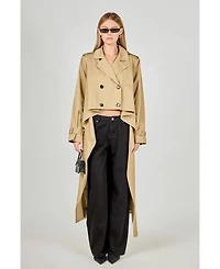 endless rose Women's High Low Hem Trench Coat
