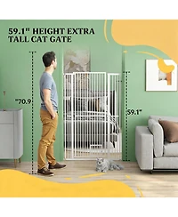 Aostirmotor Tall & Extra Wide Heavy Duty Pet Gate for Large Dogs in White