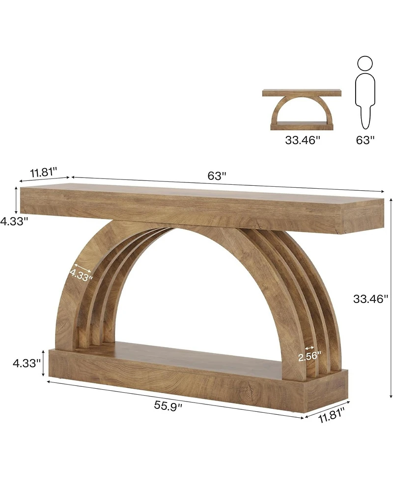 Tribesigns Entryway Table, 2-Tier Sofa Table Behind the Couch, Farmhouse Narrow Unique Arched Console Table
