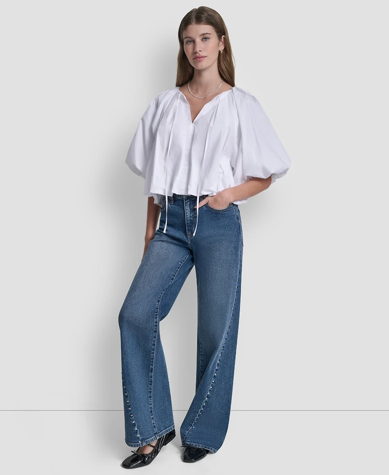 Dkny Jeans Petite Short-Sleeve Bubble Top
