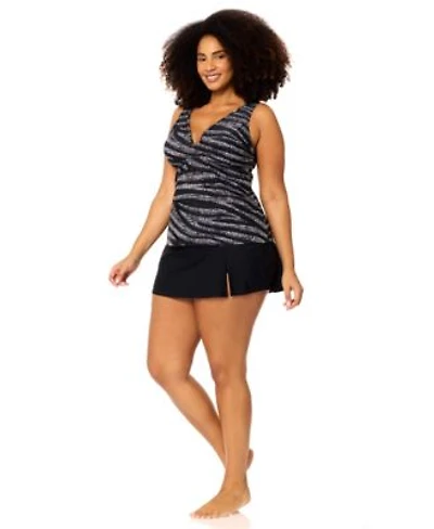 Raisins Curve Womens Plus Size Tanzania Trendy Printed Tankini Top Skirt