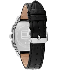 Tommy Hilfiger Men's Multifunction Black Leather Strap Watch, 36mm