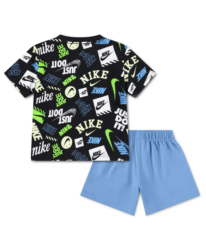 Nike Boys' Toddler 2T-4T The Zone Printed Crewneck T-Shirt and Shorts, 2-Piece Set