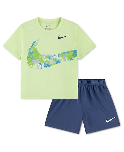 Nike Boys' Toddler 2T-4T Crewneck T-Shirt and Mesh Shorts, 2-Piece Set