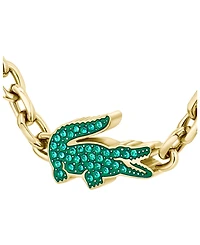 Lacoste Men's Arthor Green Crystal Gold-Tone Crocodile Necklace