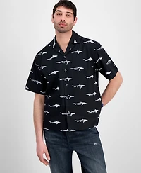 Hugo by Boss Men's Eligino Shark Print Short-Sleeve Shirt