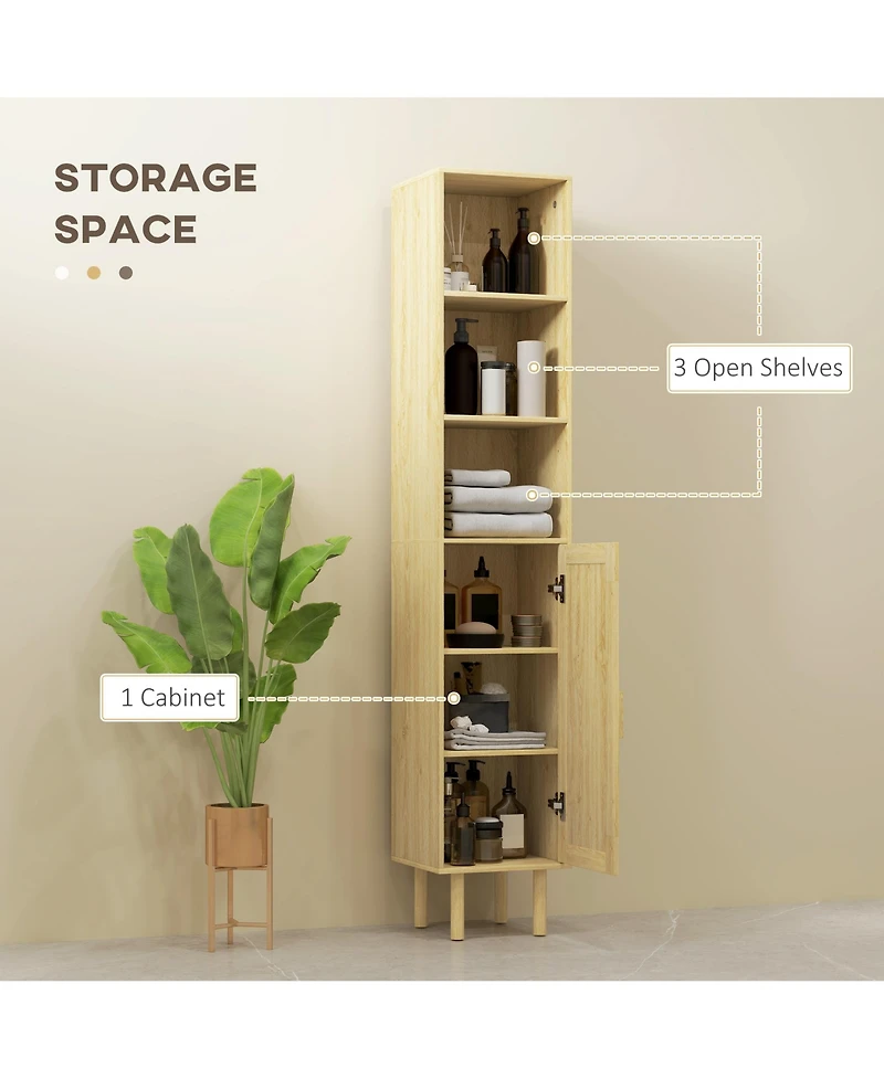 Homcom Tall Bathroom Storage Cabinet with Rat Doors,