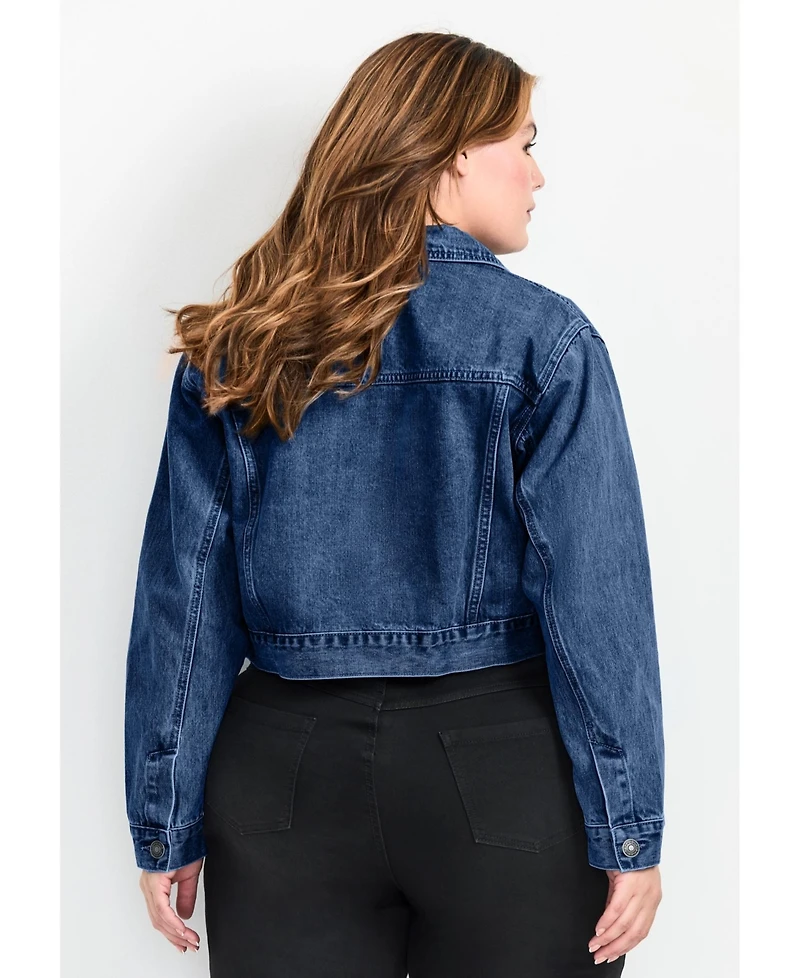Avenue Women's Plus Emma Denim Cropped Jacket