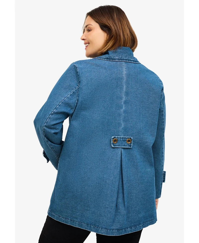 ellos Women's Button Front Denim A-Line Jacket