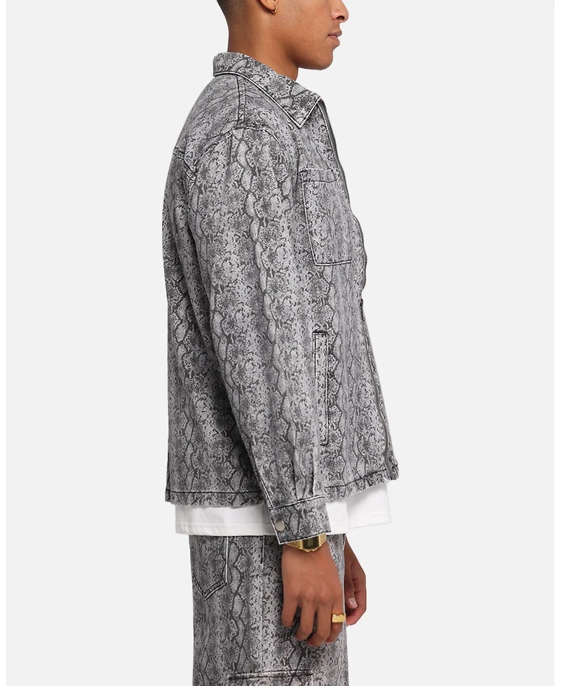 Xxiii Men's Snake Skin Jacket Black Print