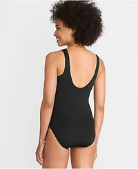 Lands' End Women's D-Cup Side Tie Wrap One Piece Swimsuit
