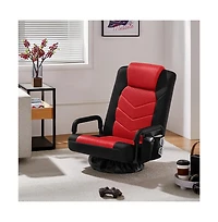 Yaheetech Reclining Swivel Floor Gaming Chair Black/ Red