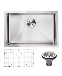 flynama 27x18inch Undermount Kitchen Sink 18 Gauge Stainless Steel Deep Basin Sink Grid Included