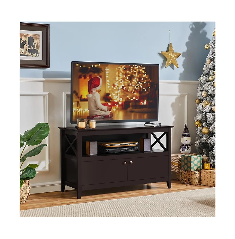 Yaheetech Improved Quality Tv Stand with 2 Storage Doors