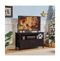 Yaheetech Improved Quality Tv Stand with 2 Storage Doors