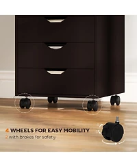 Homcom 5 Drawer Filing Cabinet Home Office Mobile Storage Organizer Brown