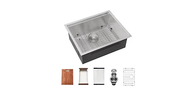 flynama 24x18x13inch Laundry Workstation Sink Undermount Utility Tub Stainless Steel Deep Bowl 16 Gauge