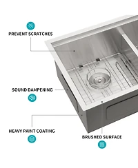 flynama 33x19x10inch Double Bowl Undermount Kitchen Sink Stainless Steel 16 Gauge 10 Deep Basins