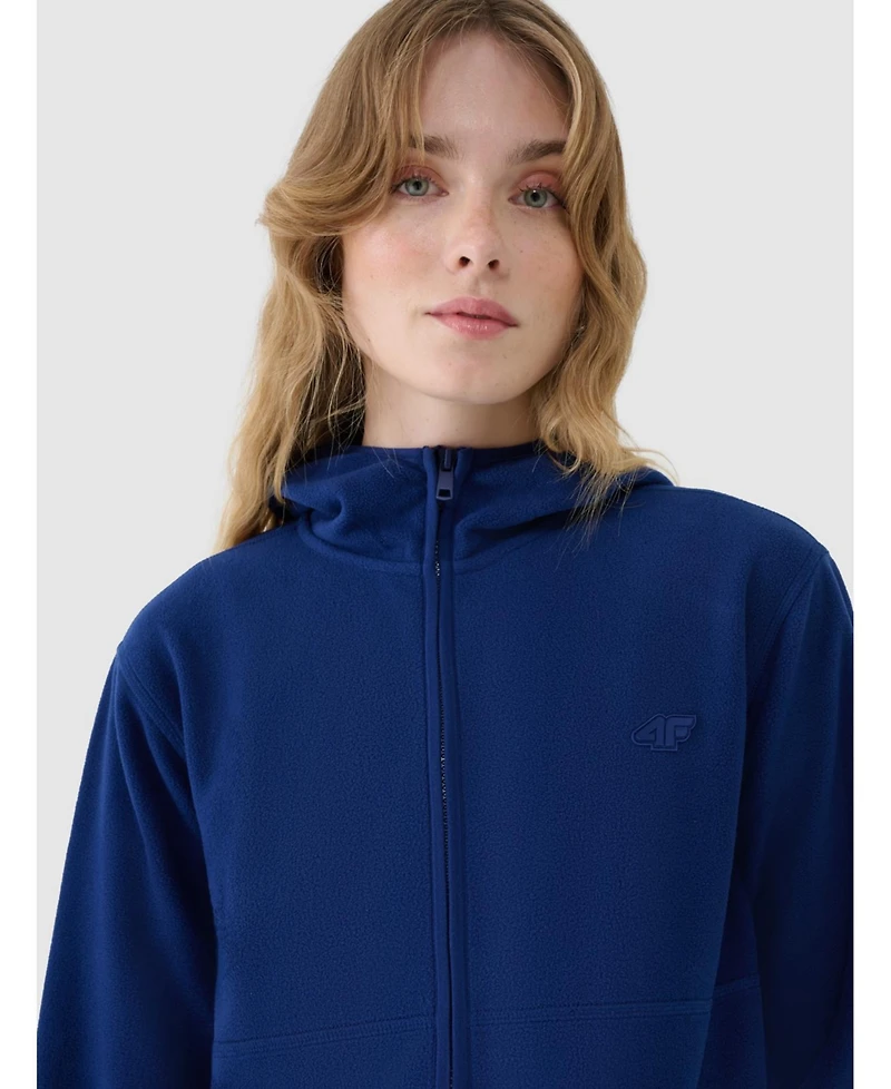 4F Women's regular hooded fleece - navy blue