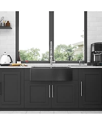 flynama 36x21x10inch Gunmetal Black Farmhouse Kitchen Sink Double Bowl Apron Front Stainless Steel