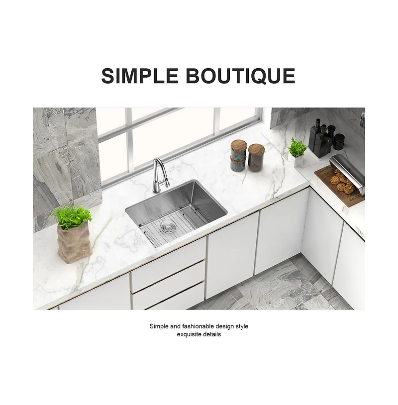 flynama 27x18x10inch Undermount Kitchen Sink Single Bowl Stainless Steel 16 Gauge Deep Basin