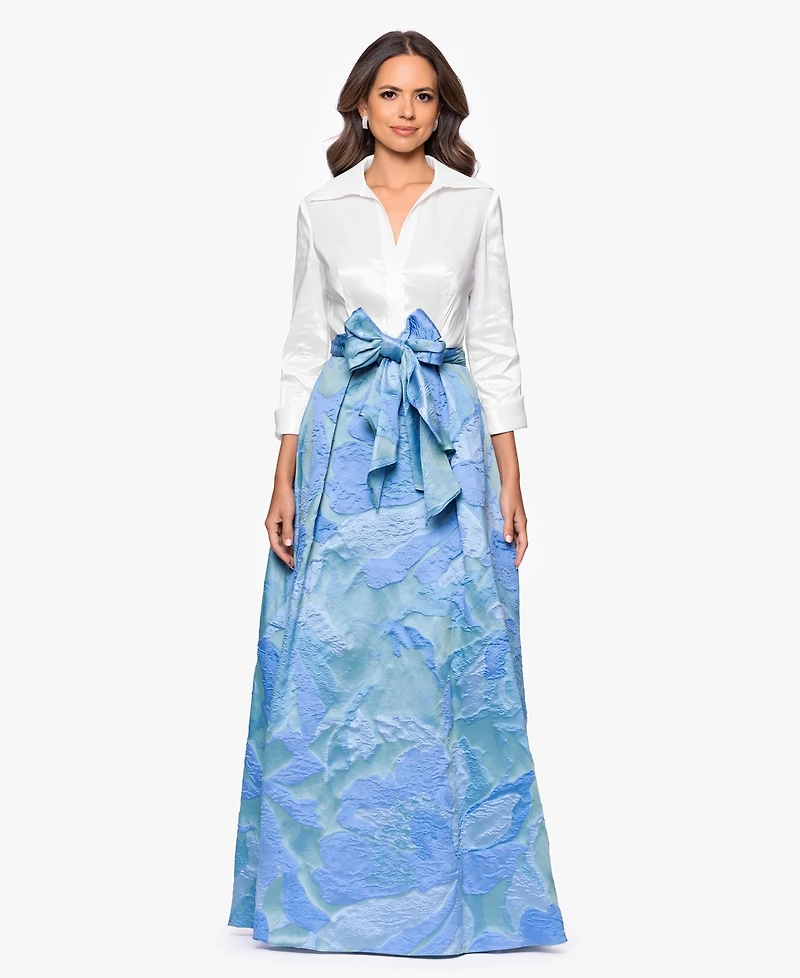 Betsy & Adam Women's Long-Sleeve Collared Shirt Dress