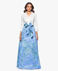 Betsy & Adam Women's Long-Sleeve Collared Shirt Dress