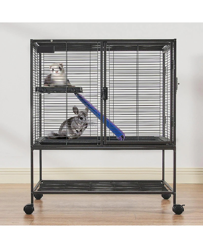Cozito 2-Tier Rolling Metal Ferret Cage with Ramps, 36