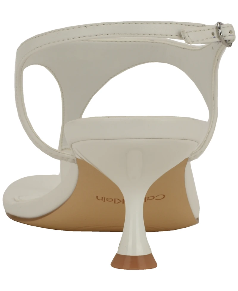 Calvin Klein Women's Portia T-Strap Flared Heel Dress Sandals