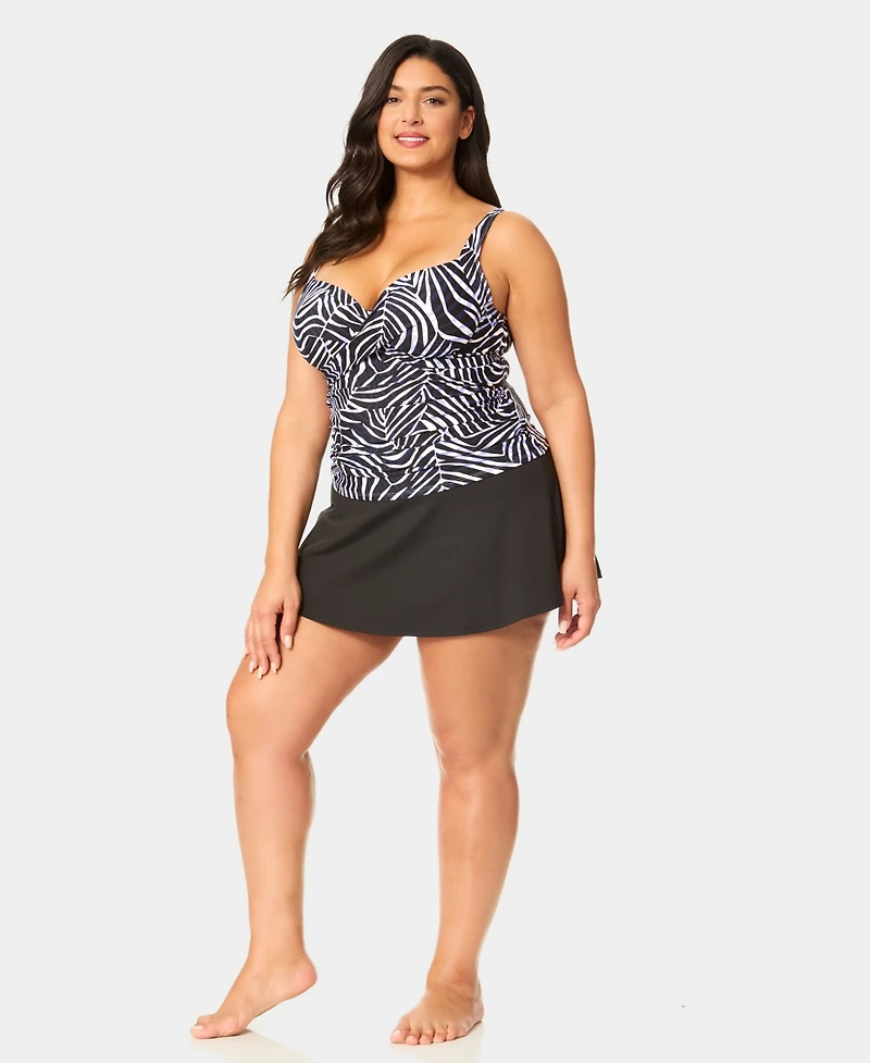 Anne Cole Plus Underwire Drape Front Pull-On Tankini Top