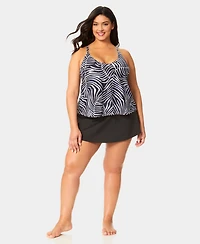 Anne Cole Plus Size Printed Easy Tri Tankini Top