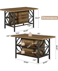 Tribesigns Kitchen Island with Storage, 62.99-Inch Kitchen Island Table with 2 Shelves and Large Worktop, Industrial Bar Table