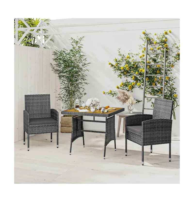 vidaXL Outdoor Dining Set Grey Pe rattan Standard Durable